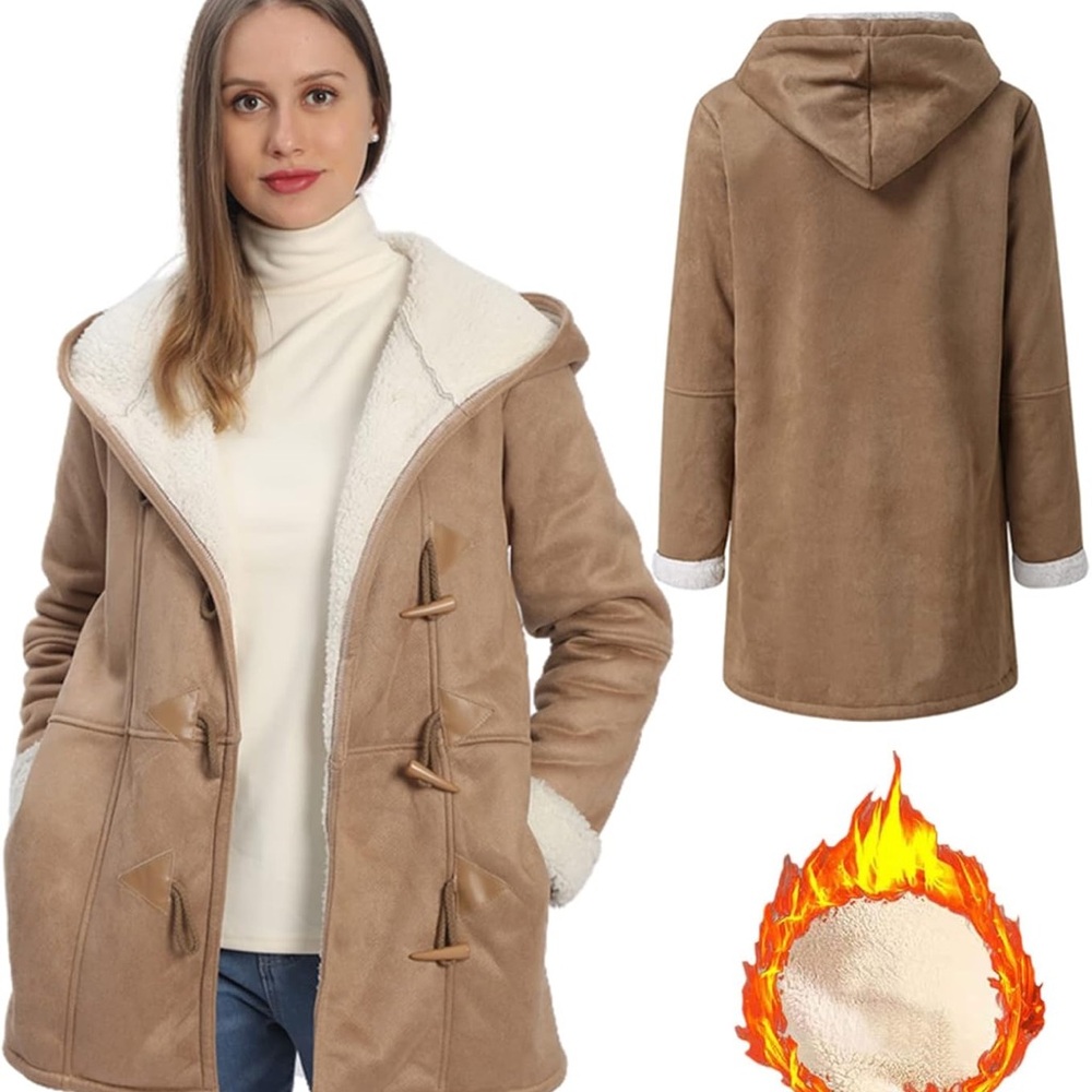 Women's Tan Shearling Coat XXL - Picture 2 of 6